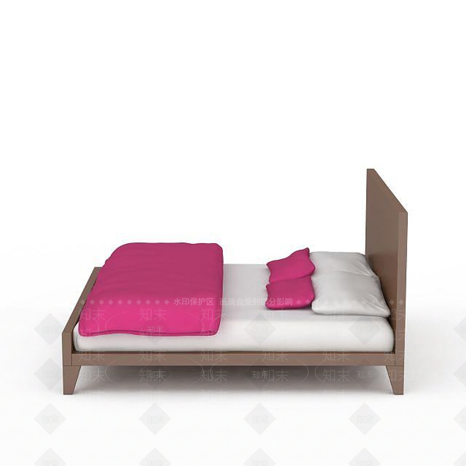 现代双人床3D模型下载【ID:1199059499】