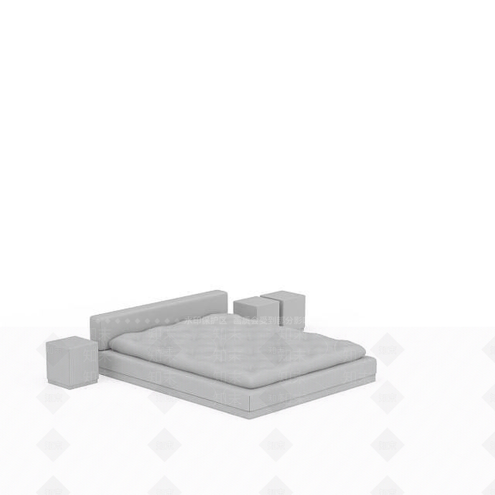 现代双人床3D模型下载【ID:1199051287】