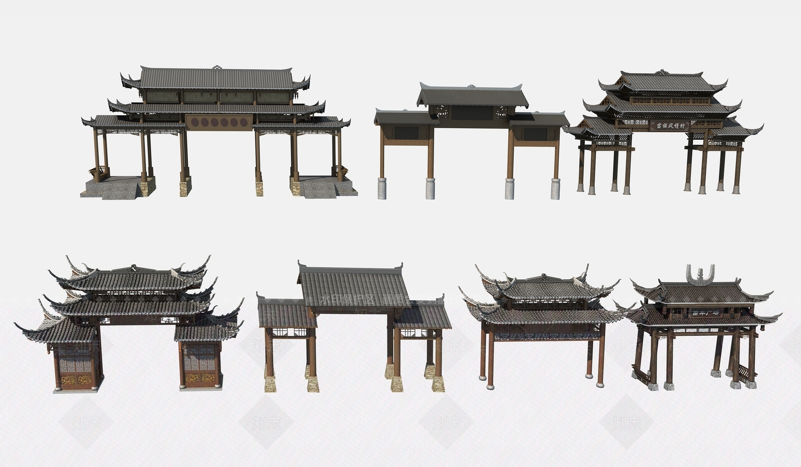 中式牌楼牌坊3D模型下载【ID:1193762772】