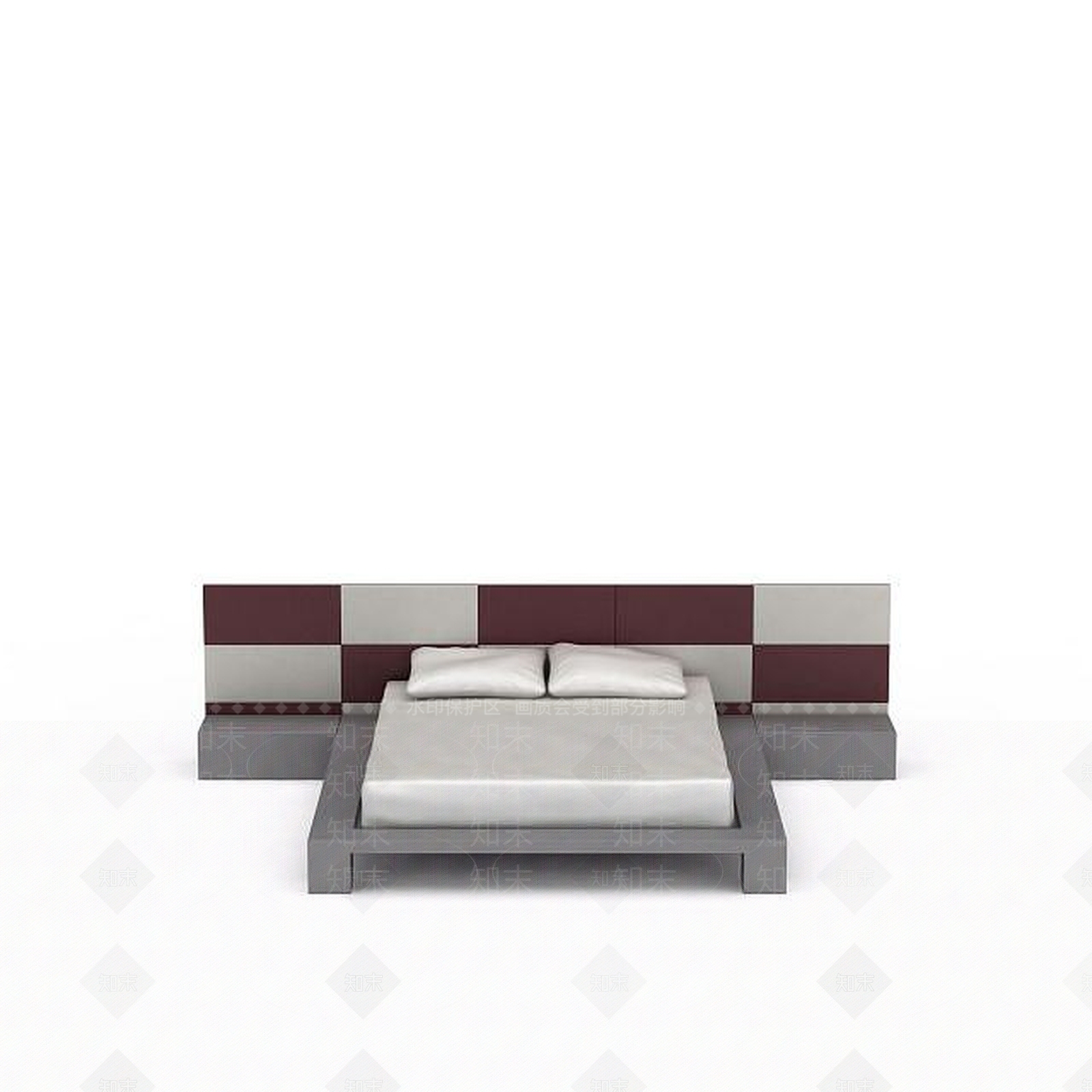 现代双人床3D模型下载【ID:1199050700】
