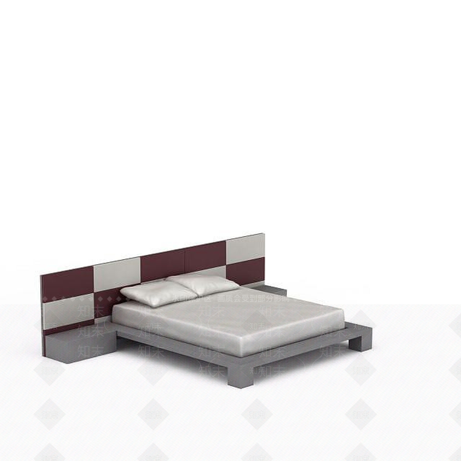 现代双人床3D模型下载【ID:1199050700】