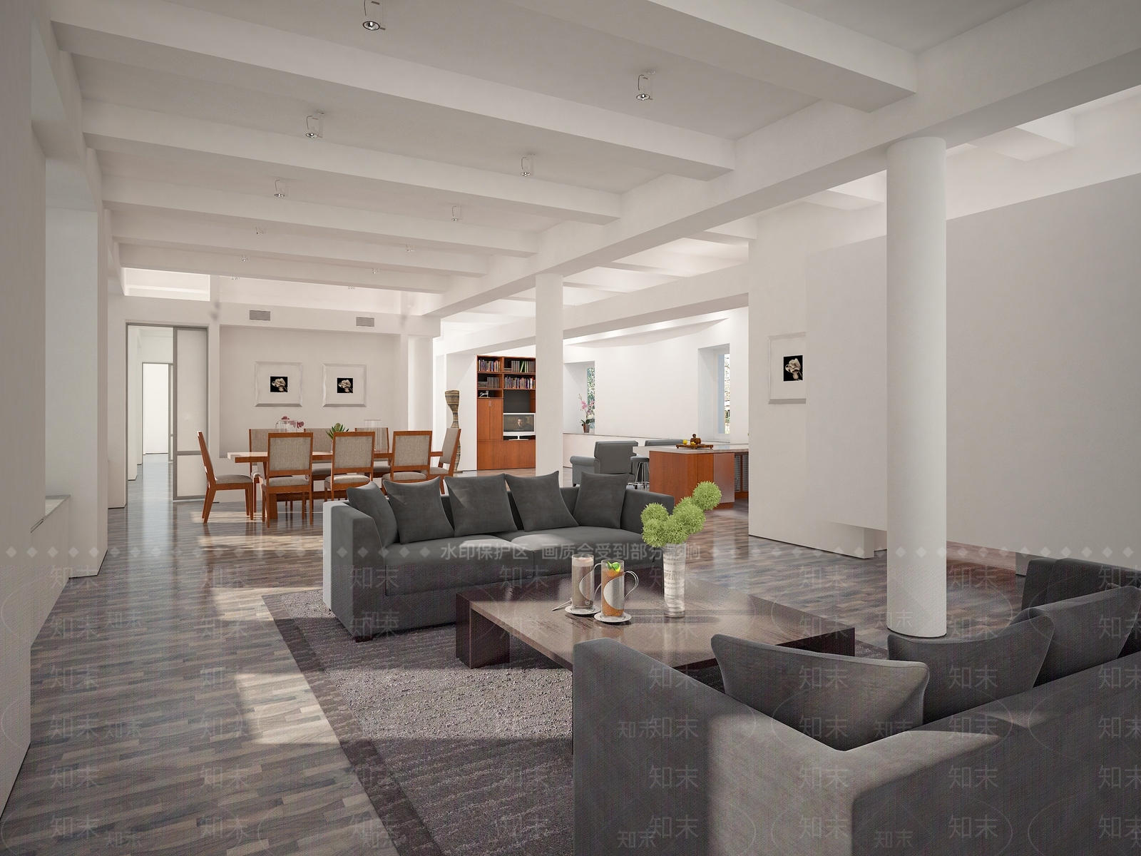 现代原木家居客厅3D模型下载【ID:1193728555】
