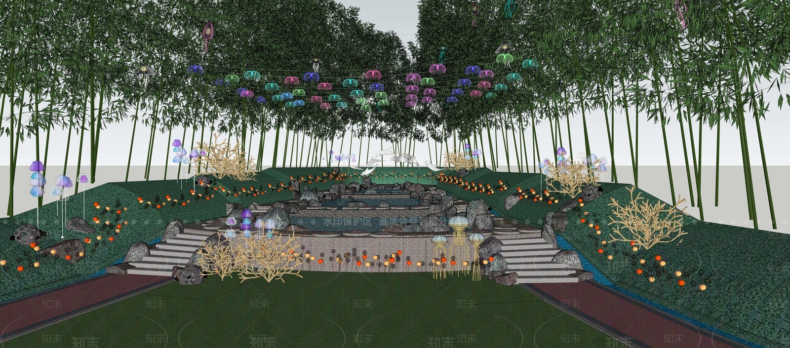 现代滨水景观SU模型下载【ID:1193730200】