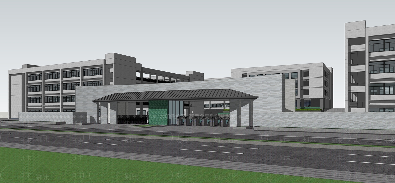 现代学校建筑SU模型下载【ID:1193733049】