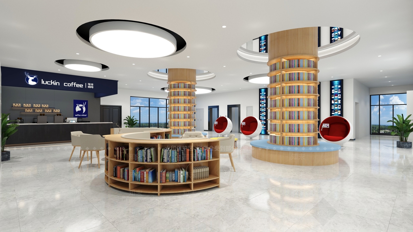 现代简约图书馆3D模型下载【ID:1193733895】
