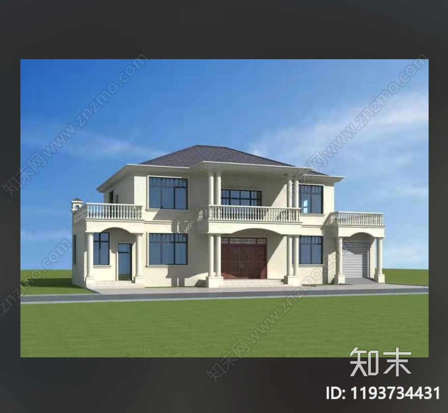 简欧别墅建筑施工图下载【ID:1193734431】