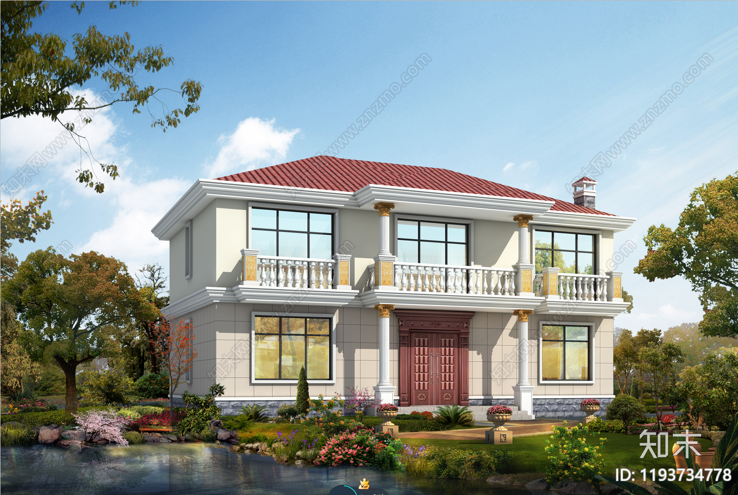 简欧别墅建筑施工图下载【ID:1193734778】