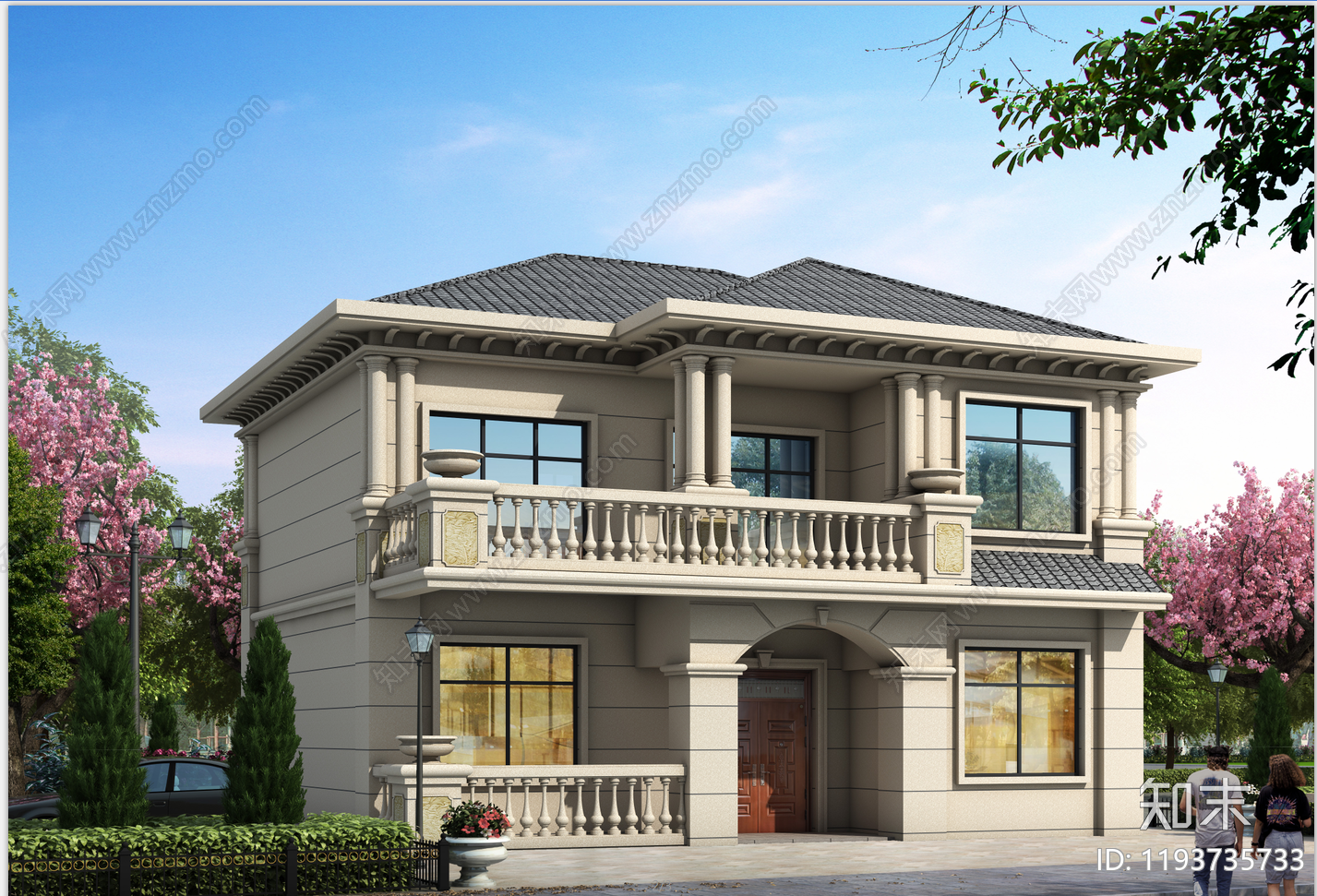 简欧别墅建筑施工图下载【ID:1193735733】