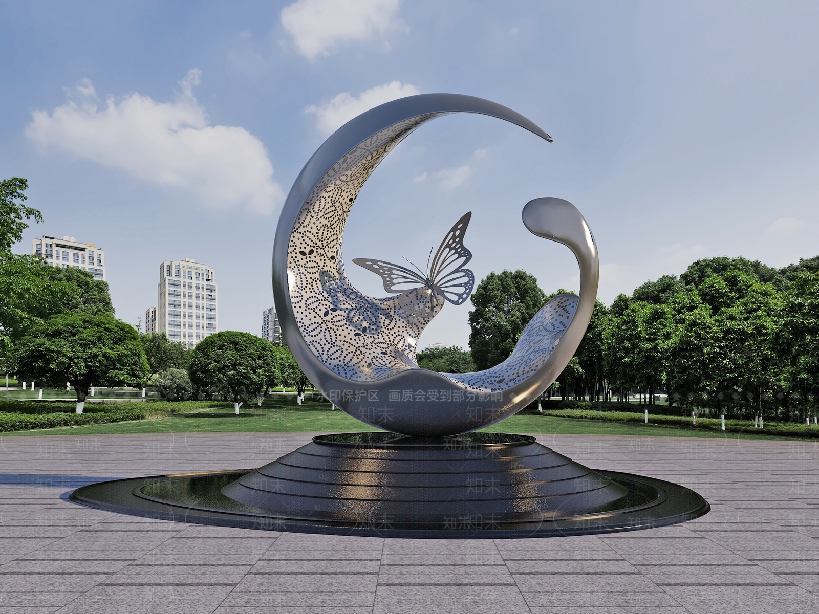 现代城市广场装置3D模型下载【ID:1193736331】