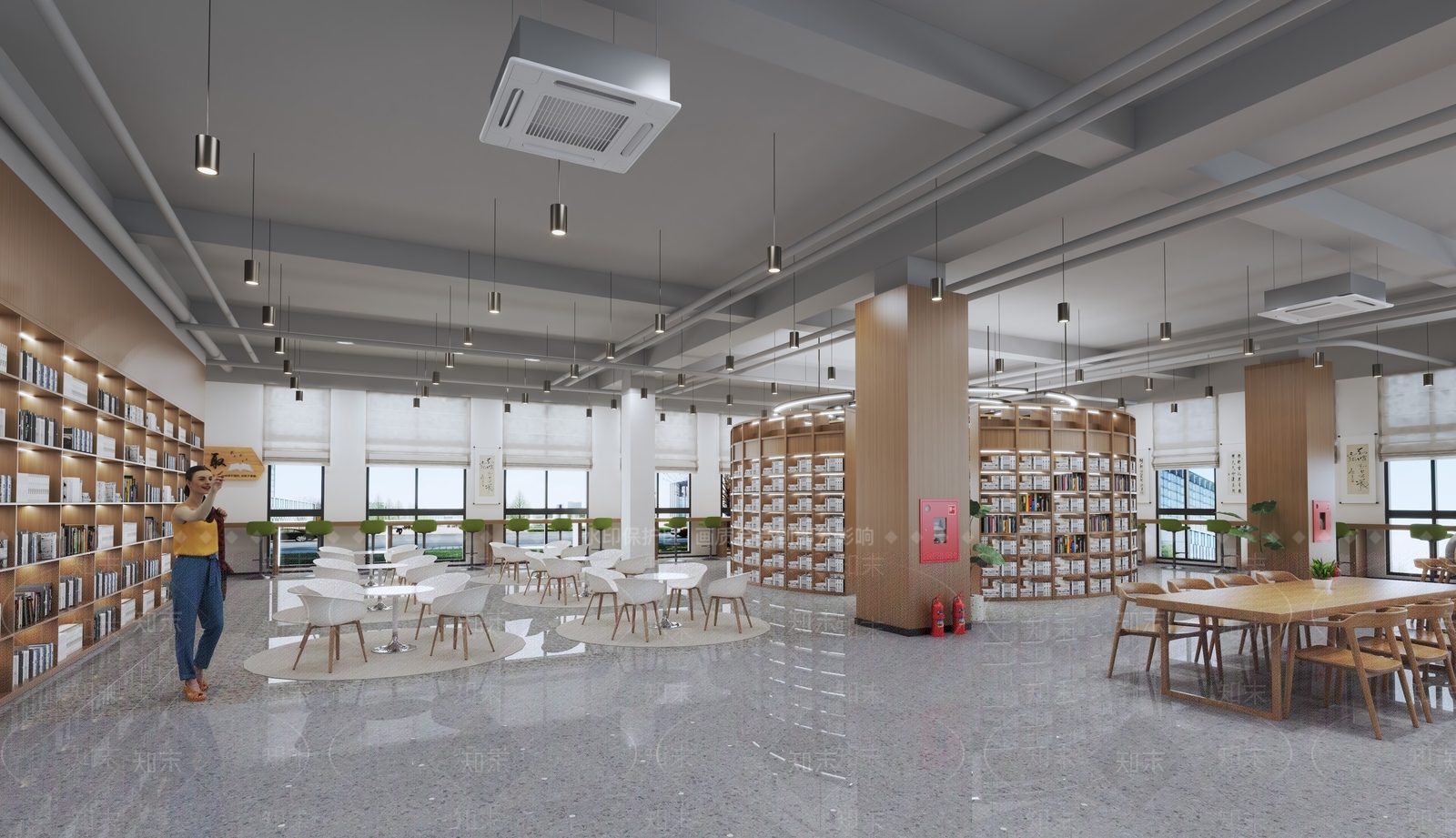 现代简约图书馆3D模型下载【ID:1193736350】