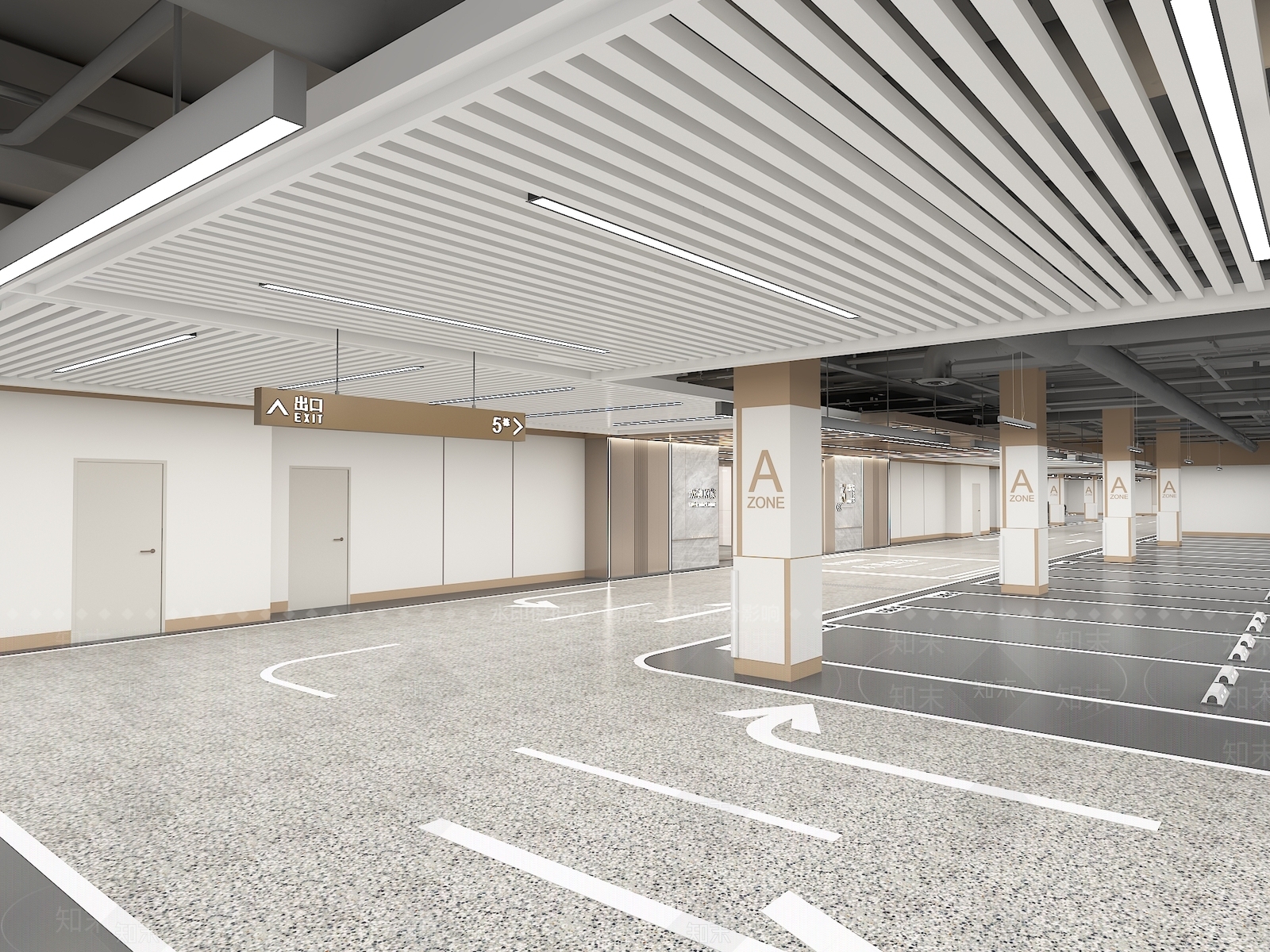 现代新中式室内停车场3D模型下载【ID:1193738319】