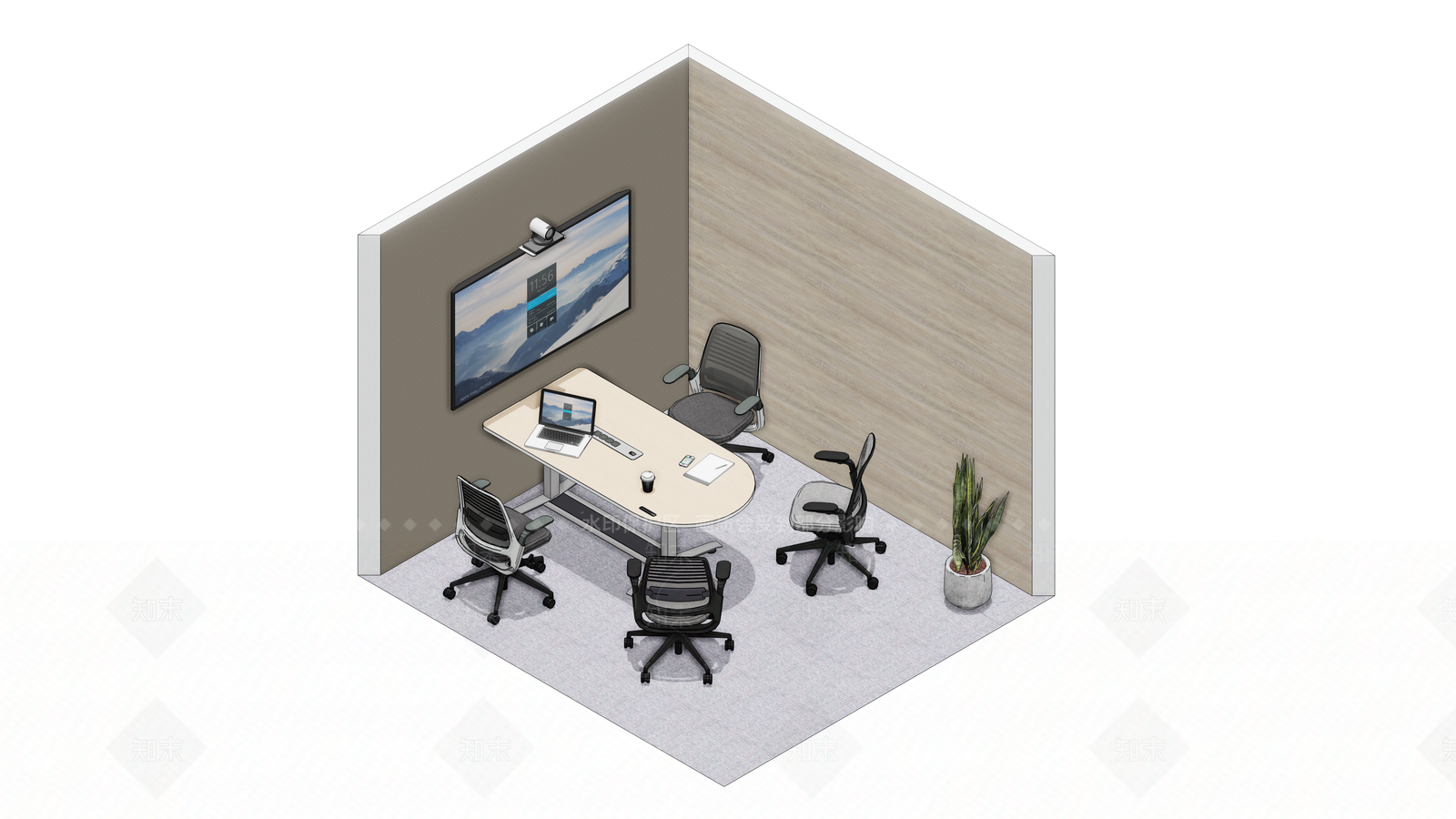 现代会议桌办公椅SU模型下载【ID:1193739972】