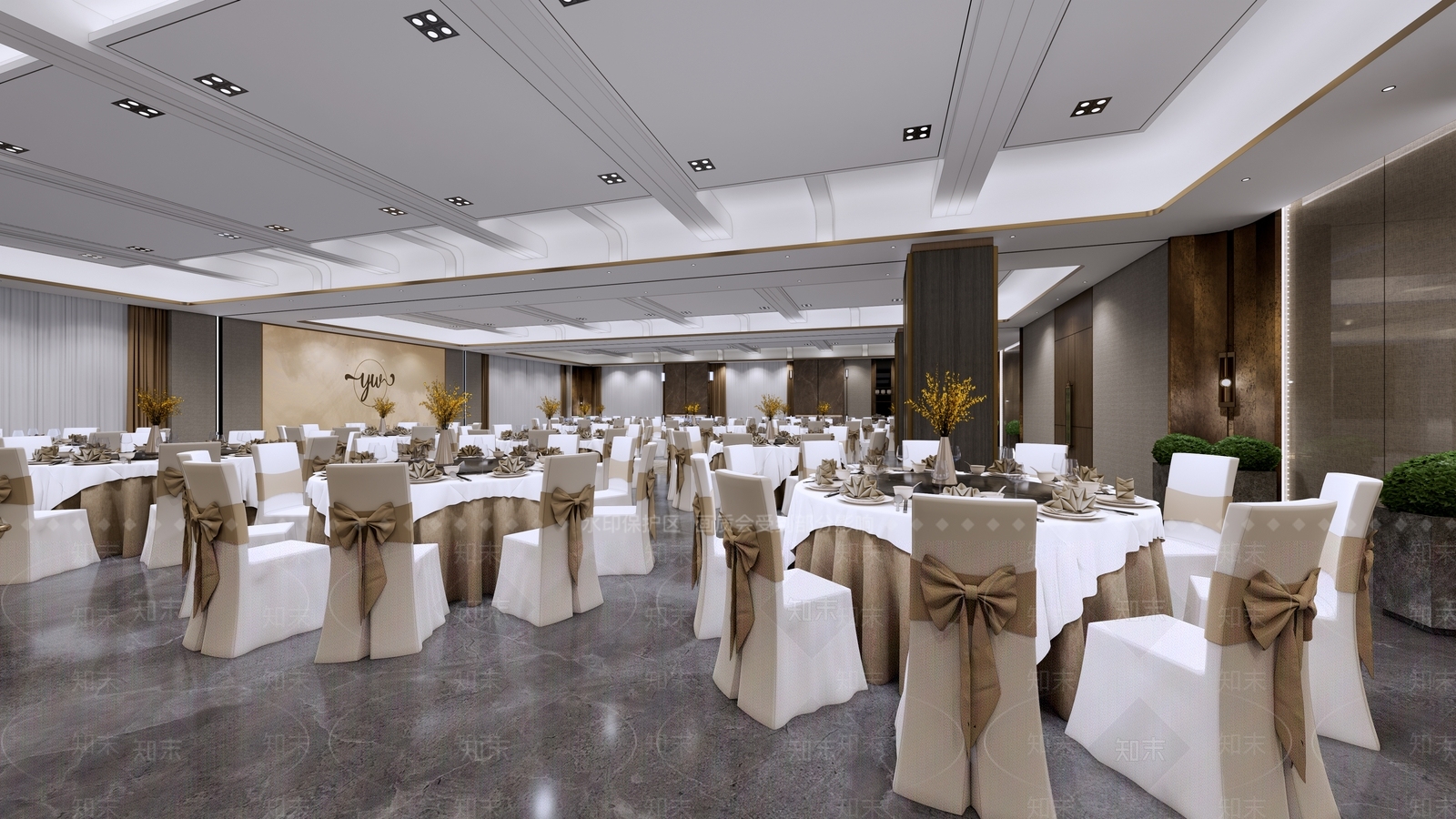 现代新中式宴会厅SU模型下载【ID:1193741123】