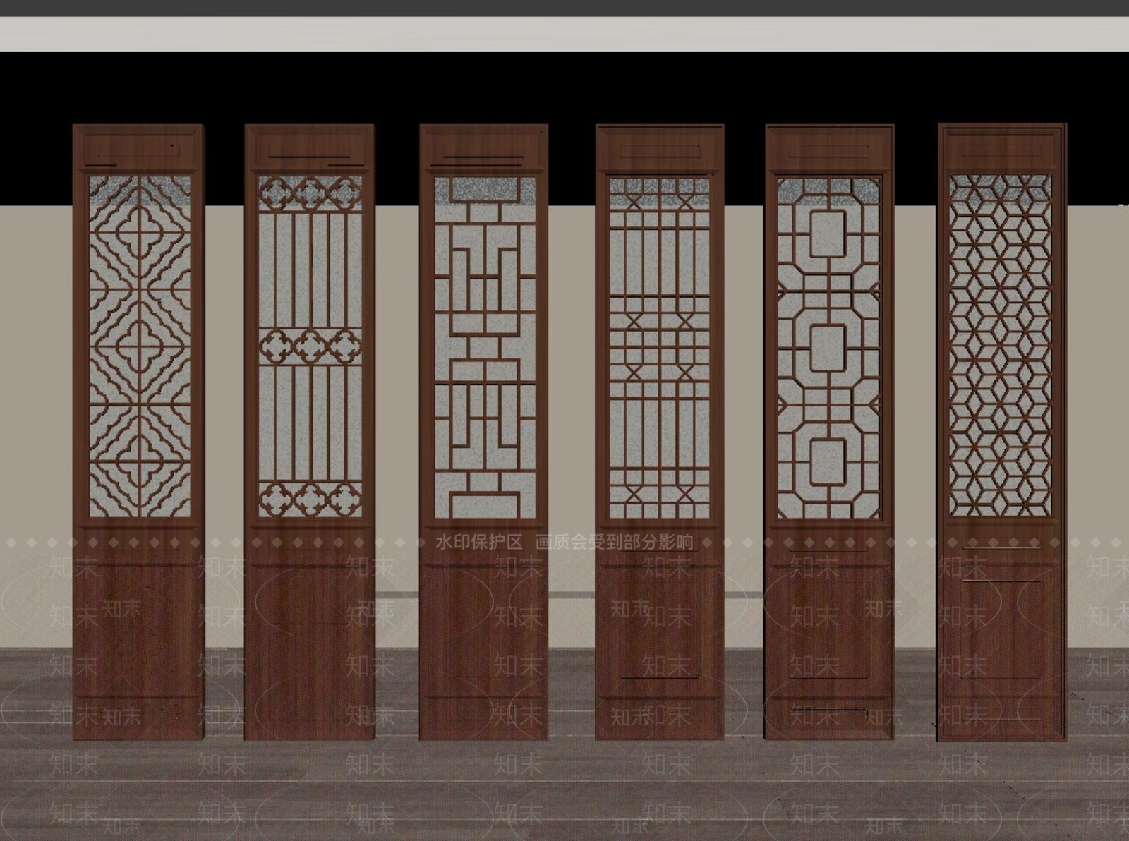 新中式中式隔断SU模型下载【ID:1193740203】