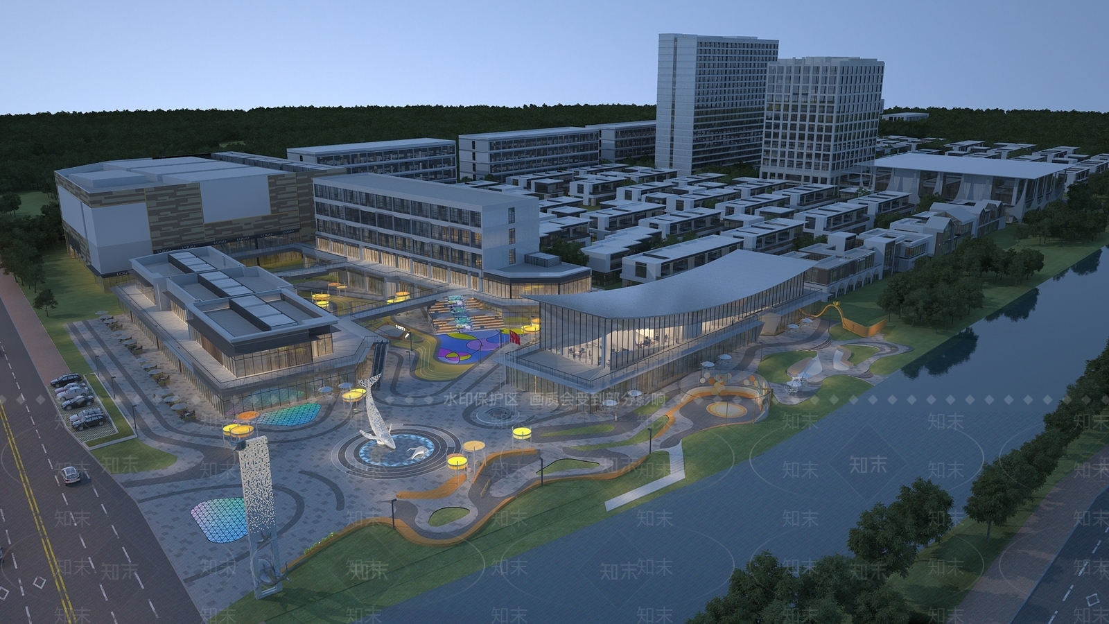 现代商业街3D模型下载【ID:1193741622】
