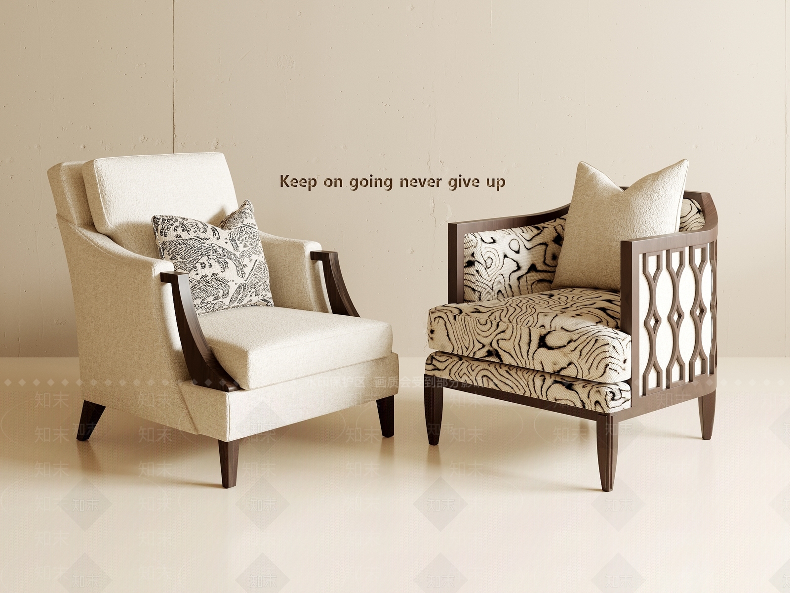 美式中古单人沙发3D模型下载【ID:1193742558】