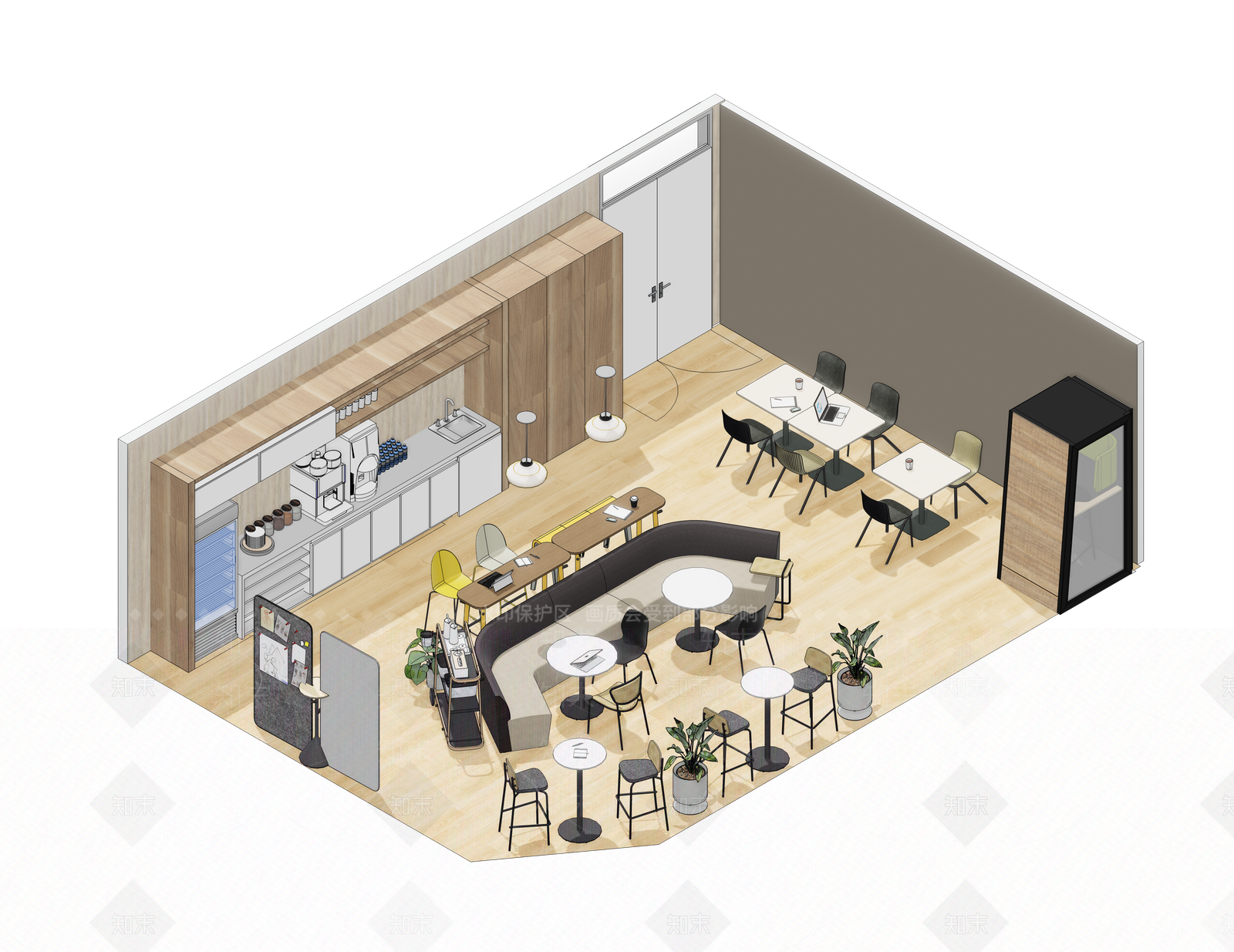 现代北欧茶水间SU模型下载【ID:1193742645】