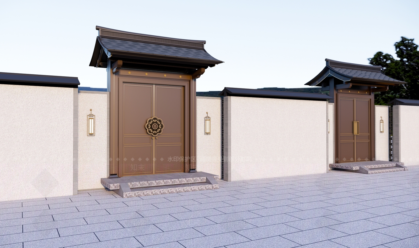 新中式廊架SU模型下载【ID:1193743150】