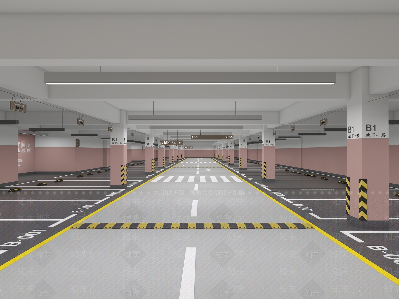 现代室内停车场3D模型下载【ID:1193746103】