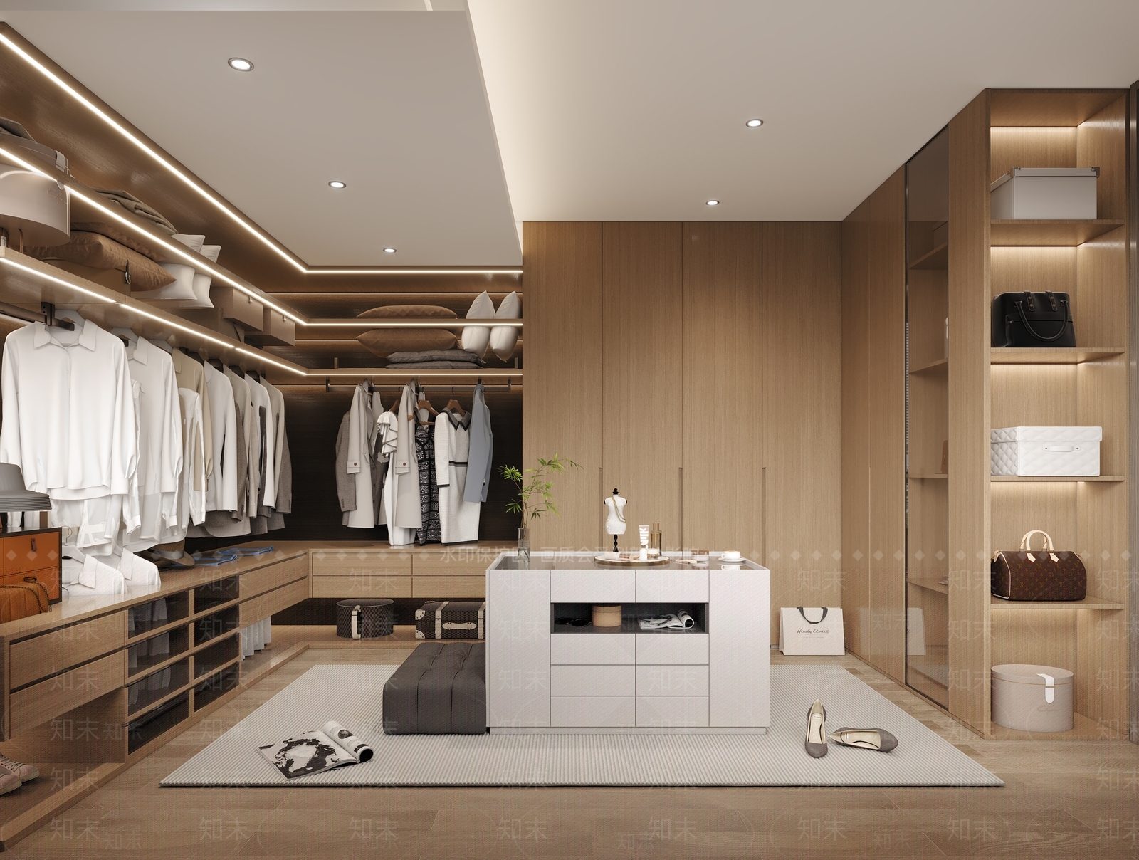 现代原木衣帽间3D模型下载【ID:1193748262】