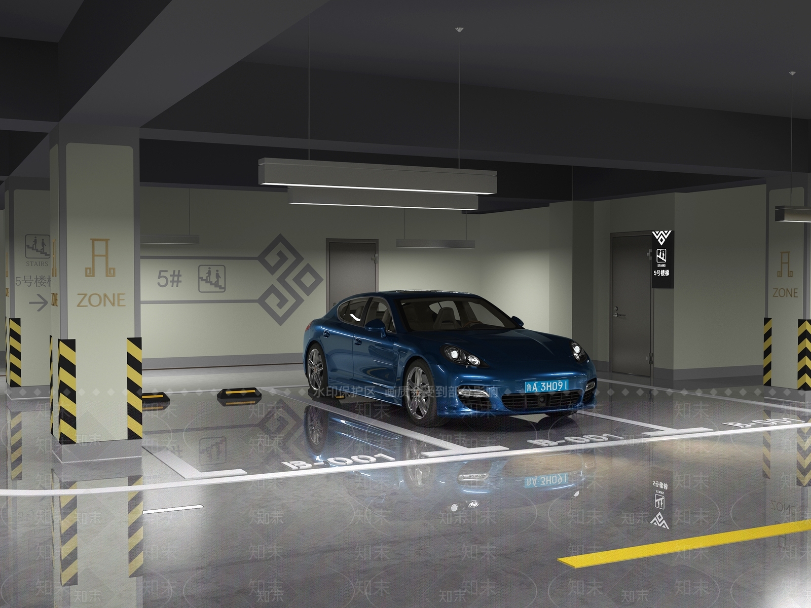 现代室内停车场3D模型下载【ID:1193749073】