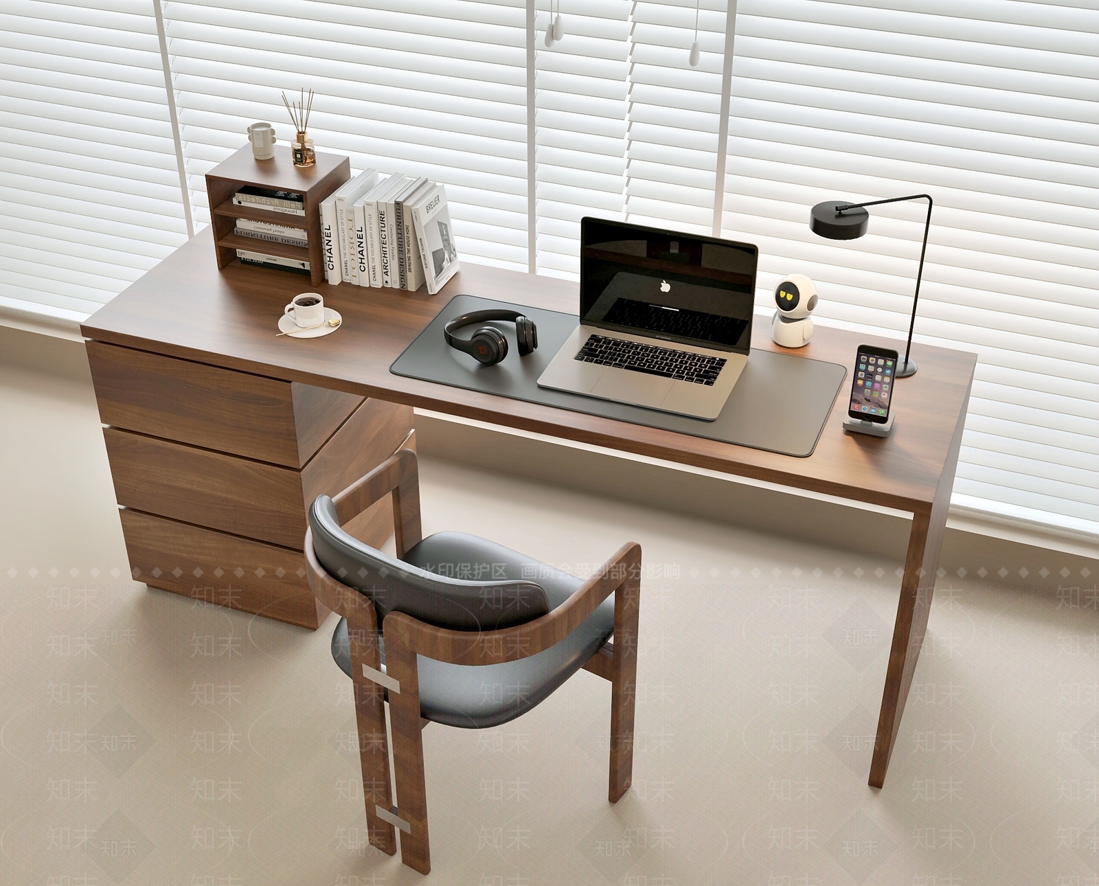 新中式中古书桌3D模型下载【ID:1193750070】