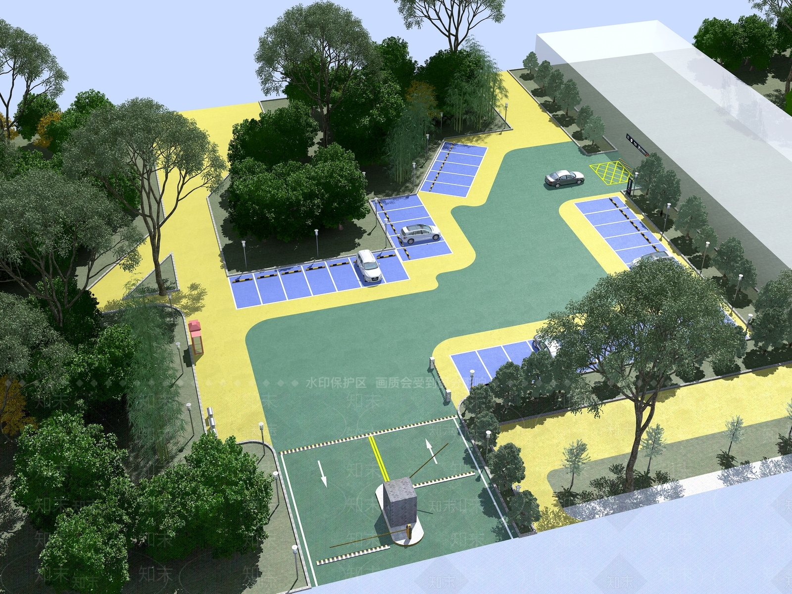 现代户外停车场3D模型下载【ID:1193751386】