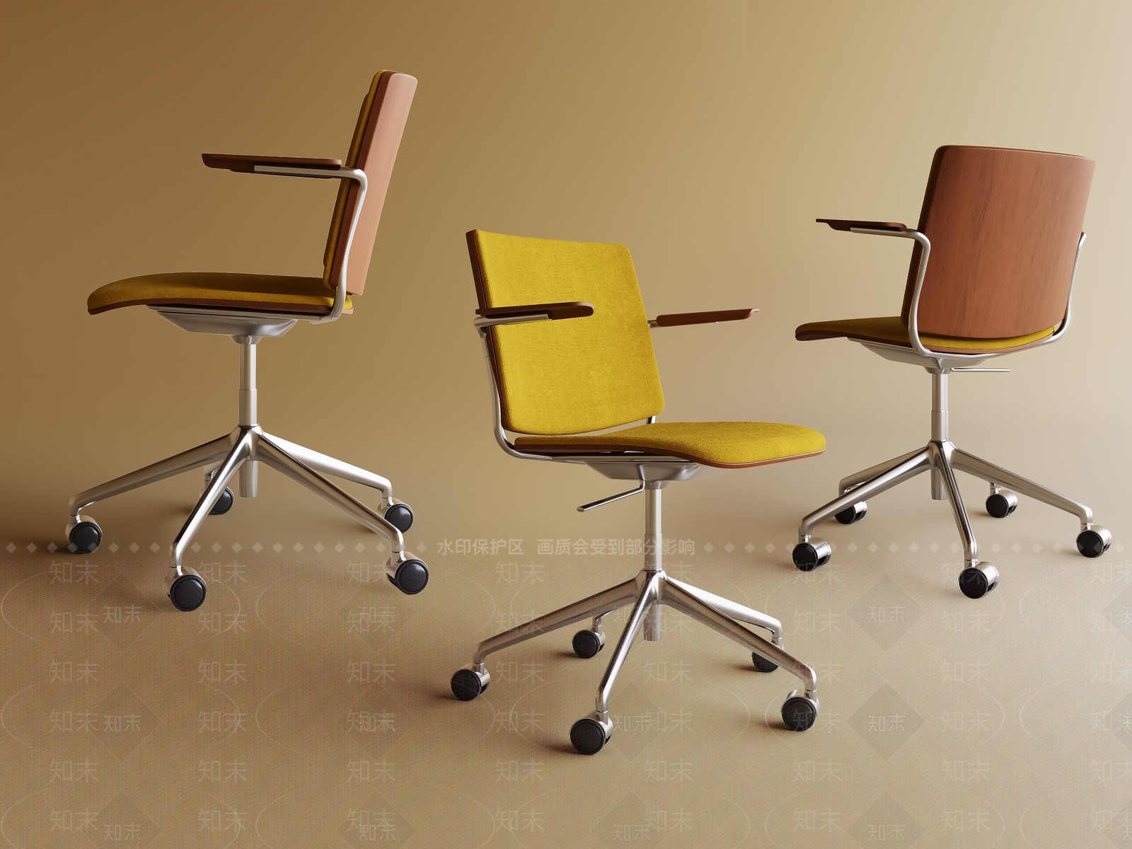 现代原木办公椅3D模型下载【ID:1193756828】