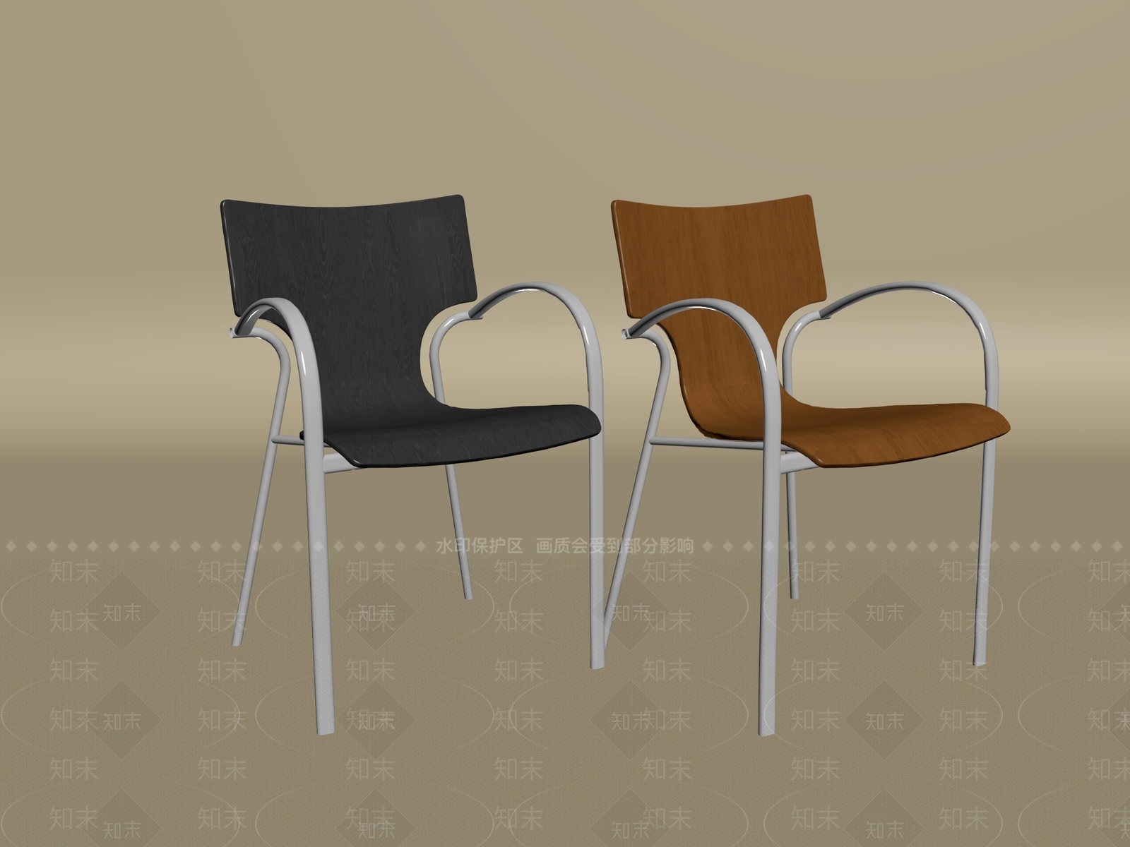 现代原木餐椅3D模型下载【ID:1193757053】