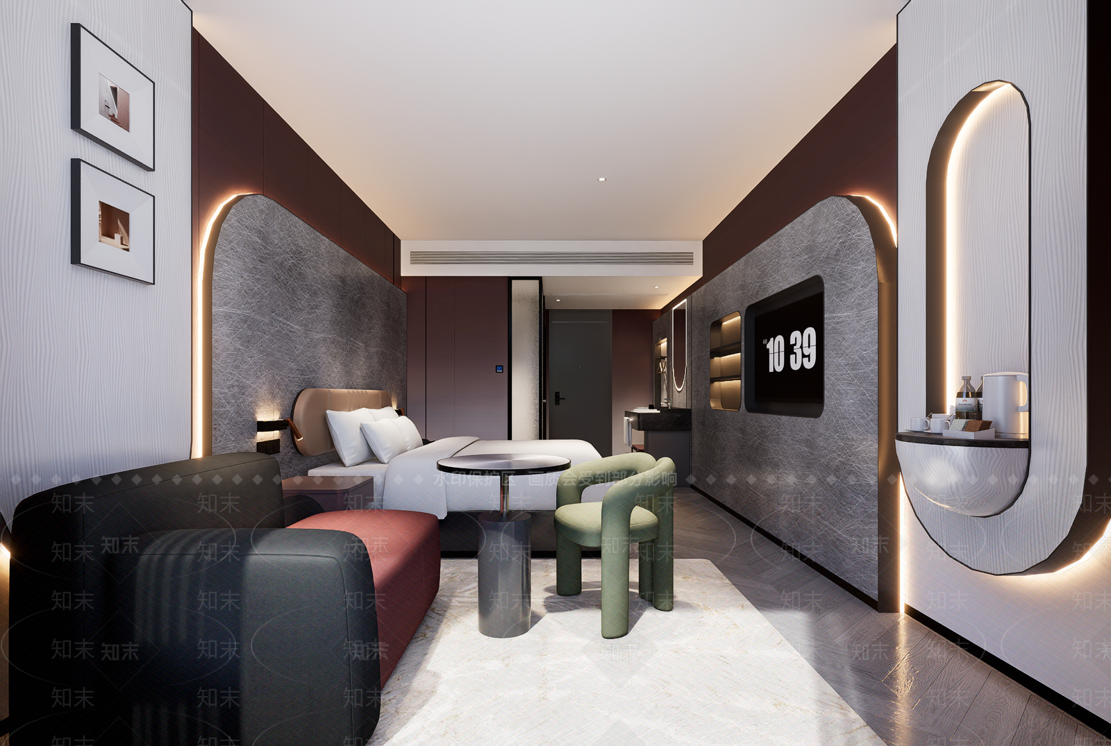 现代简欧酒店客房SU模型下载【ID:1194215631】