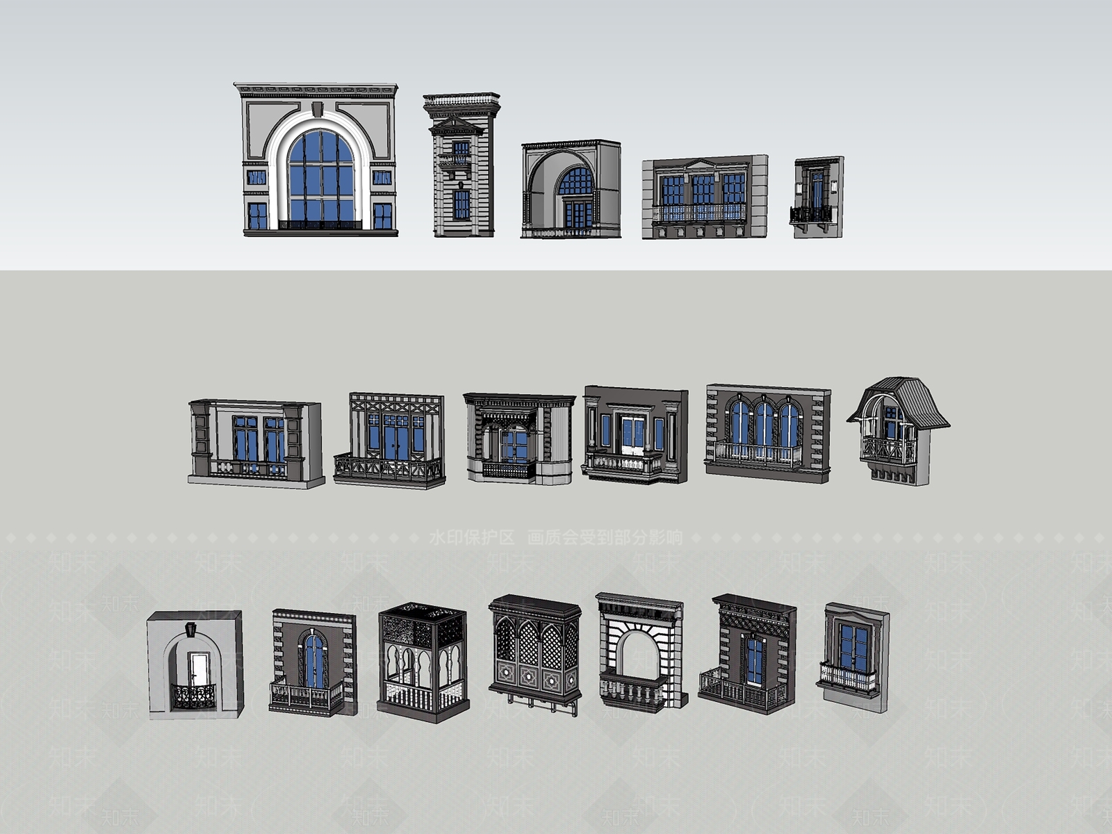 欧式风格建筑SU模型下载【ID:1193758297】