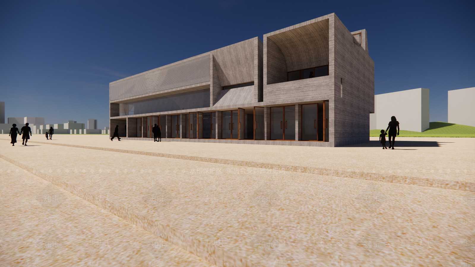 现代轻奢图书馆建筑SU模型下载【ID:1193762717】