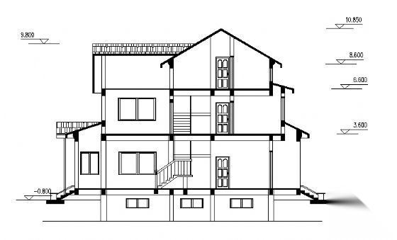 某三层别墅建筑方案图cad施工图下载【ID:149918192】