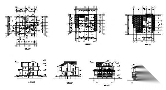 某三层别墅建筑方案图cad施工图下载【ID:149918192】