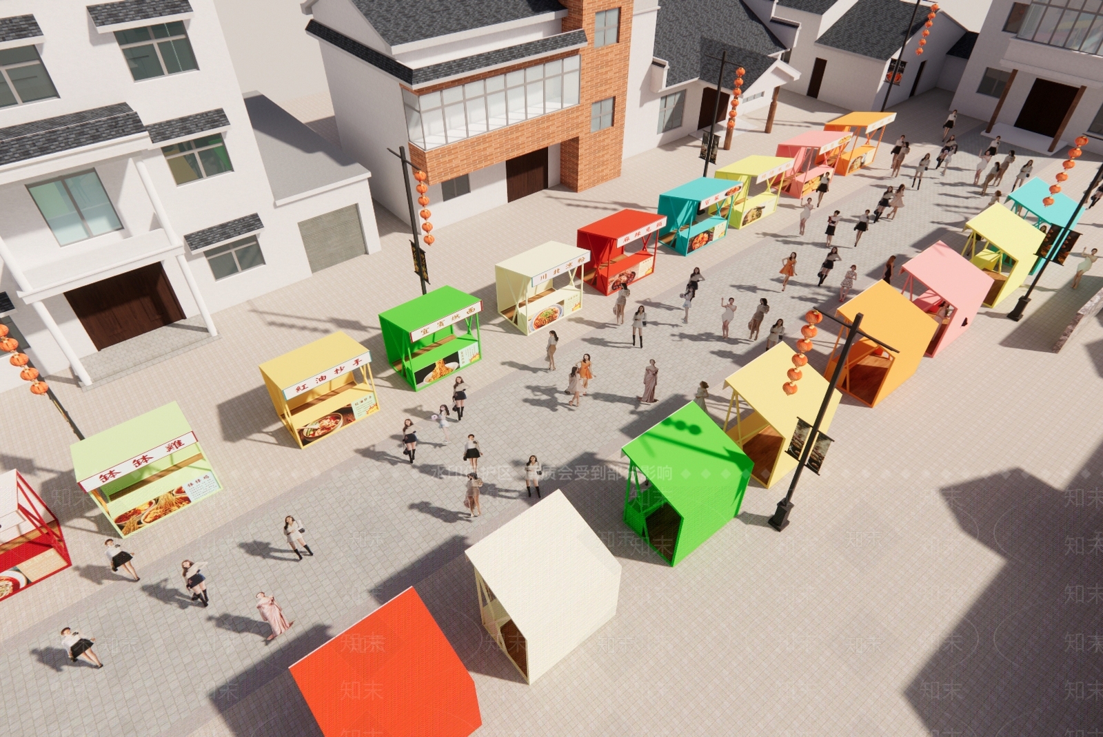 现代新中式商业街SU模型下载【ID:1193764148】