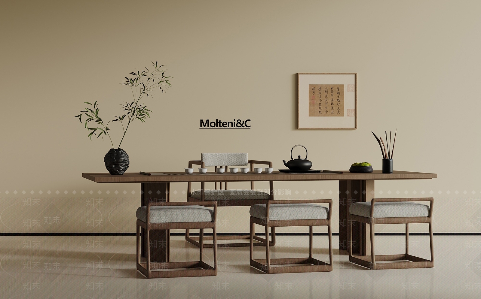 新中式茶桌椅SU模型下载【ID:1193764458】