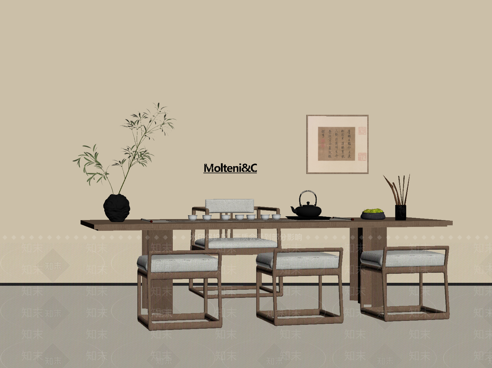 新中式茶桌椅SU模型下载【ID:1193764458】
