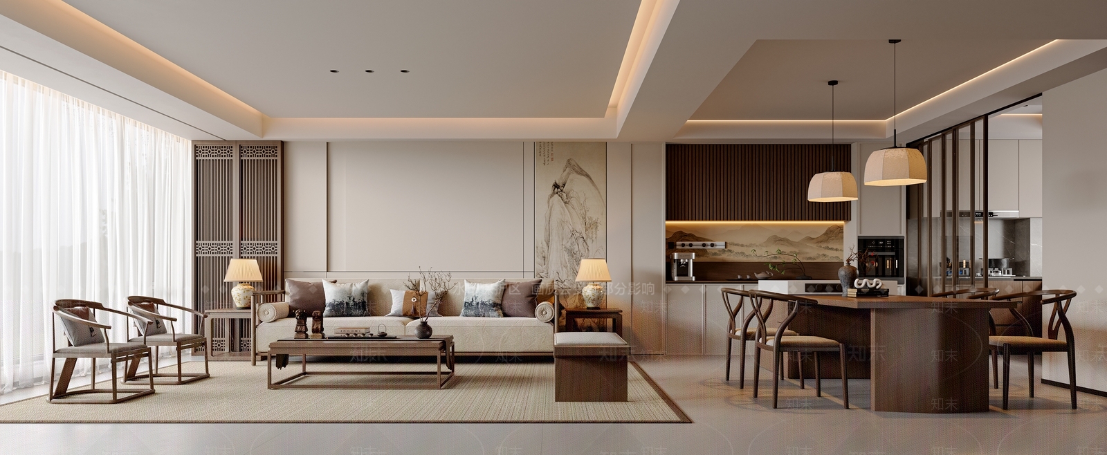 新中式中式宋式客餐厅3D模型下载【ID:1193765177】