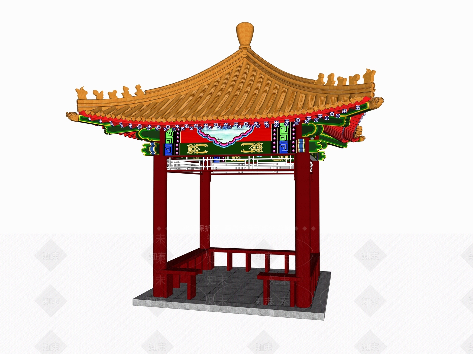 新中式中式亭子SU模型下载【ID:1193767378】