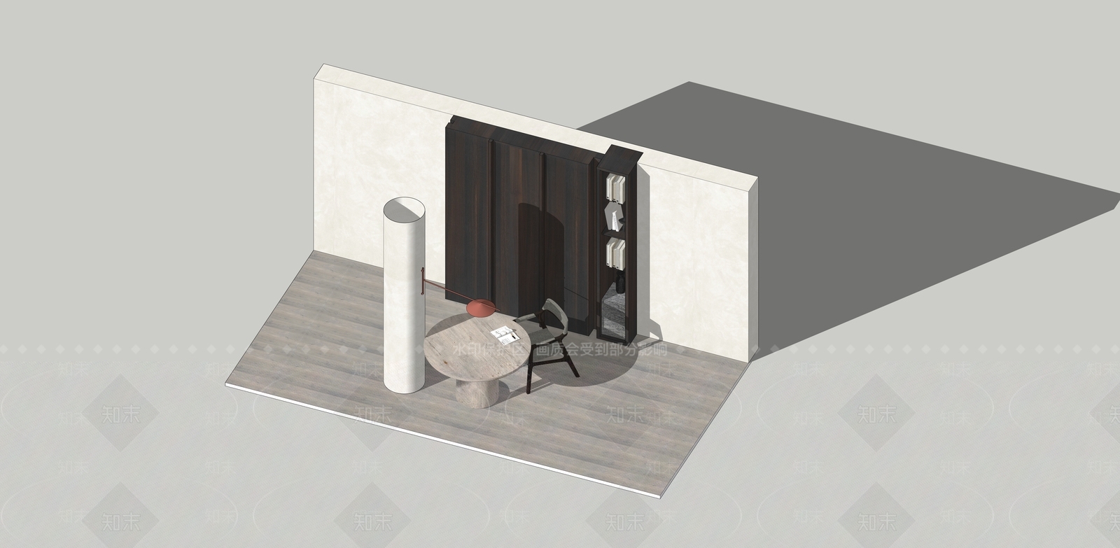 现代书桌书柜组合SU模型下载【ID:1193768026】