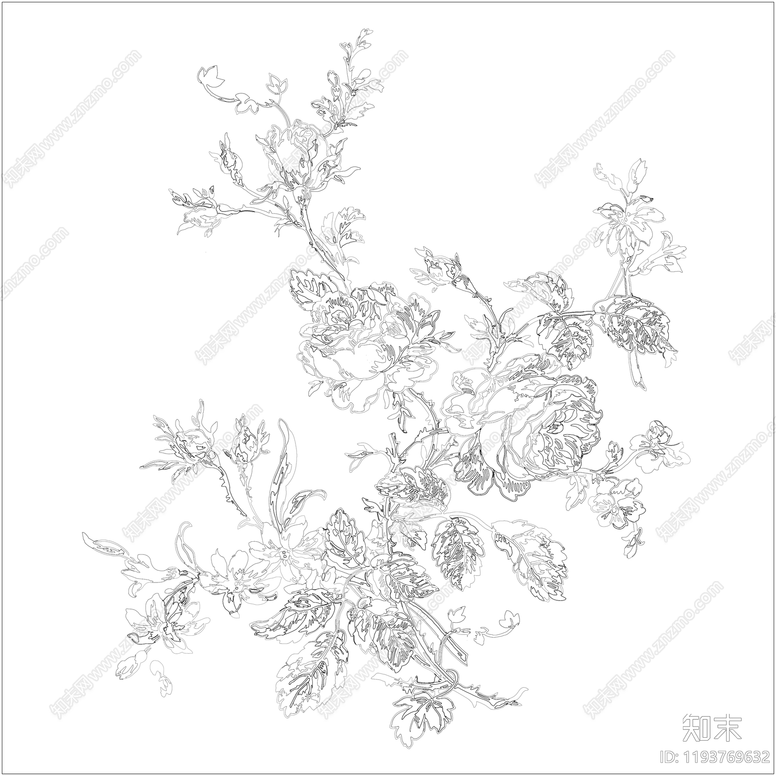 中式花施工图下载【ID:1193769632】