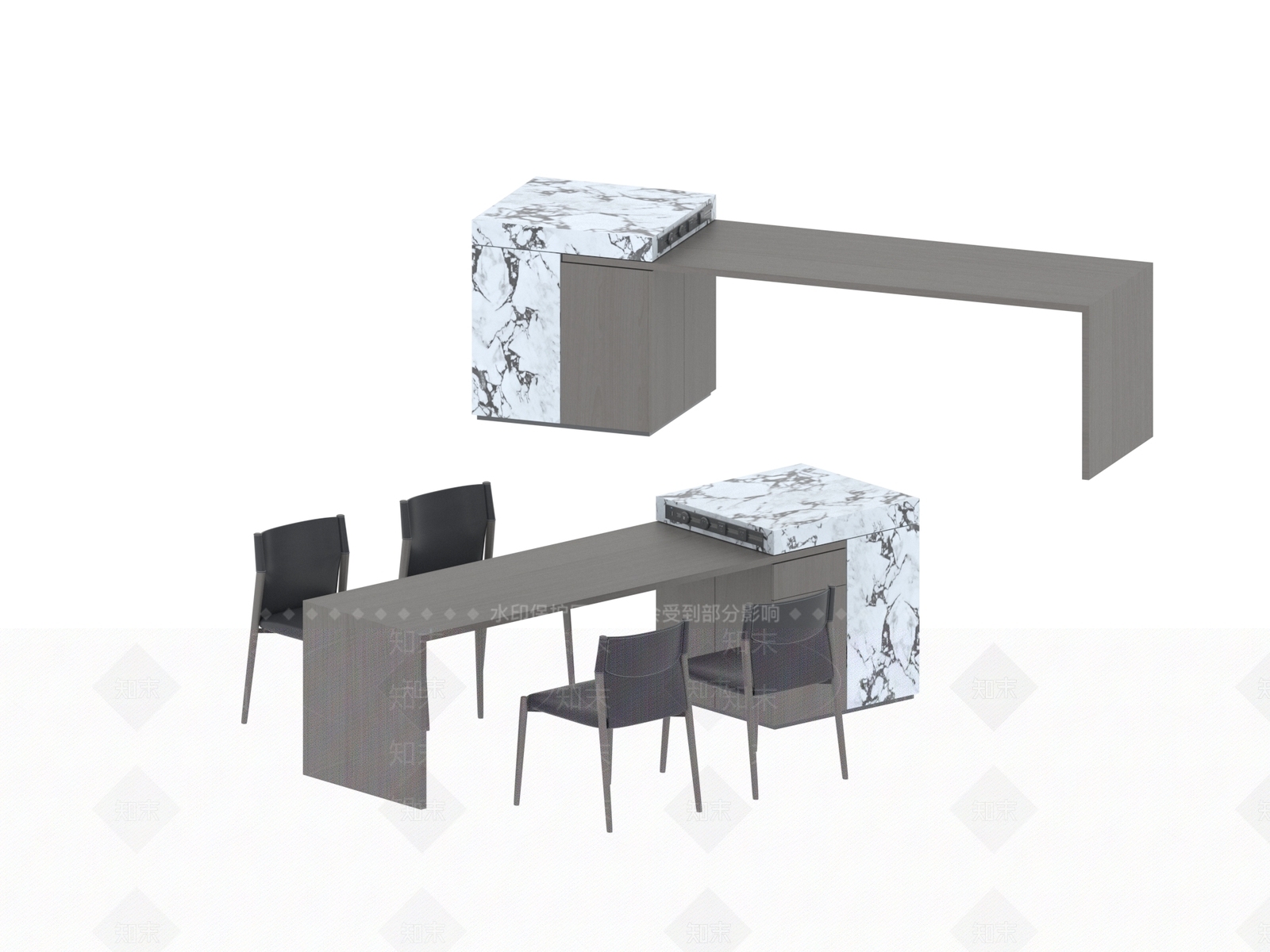 现代新中式吧台3D模型下载【ID:1193772505】