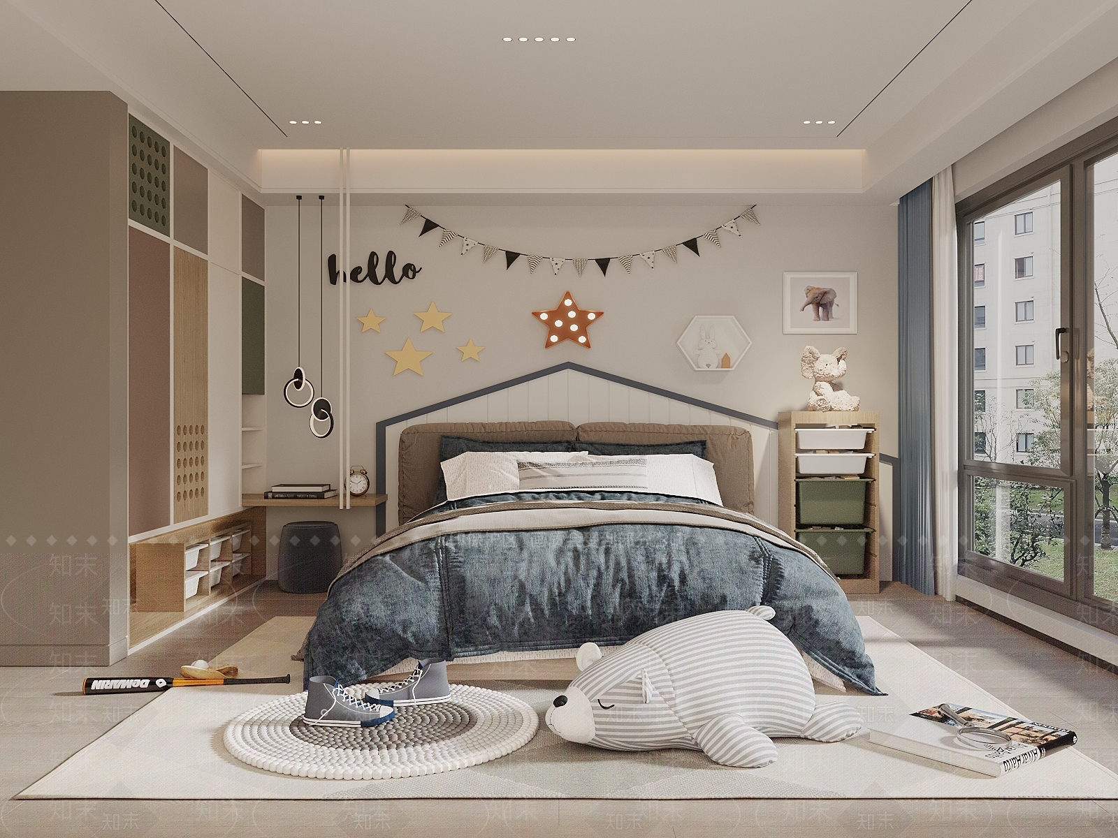 现代奶油通用儿童房3D模型下载【ID:1193773259】