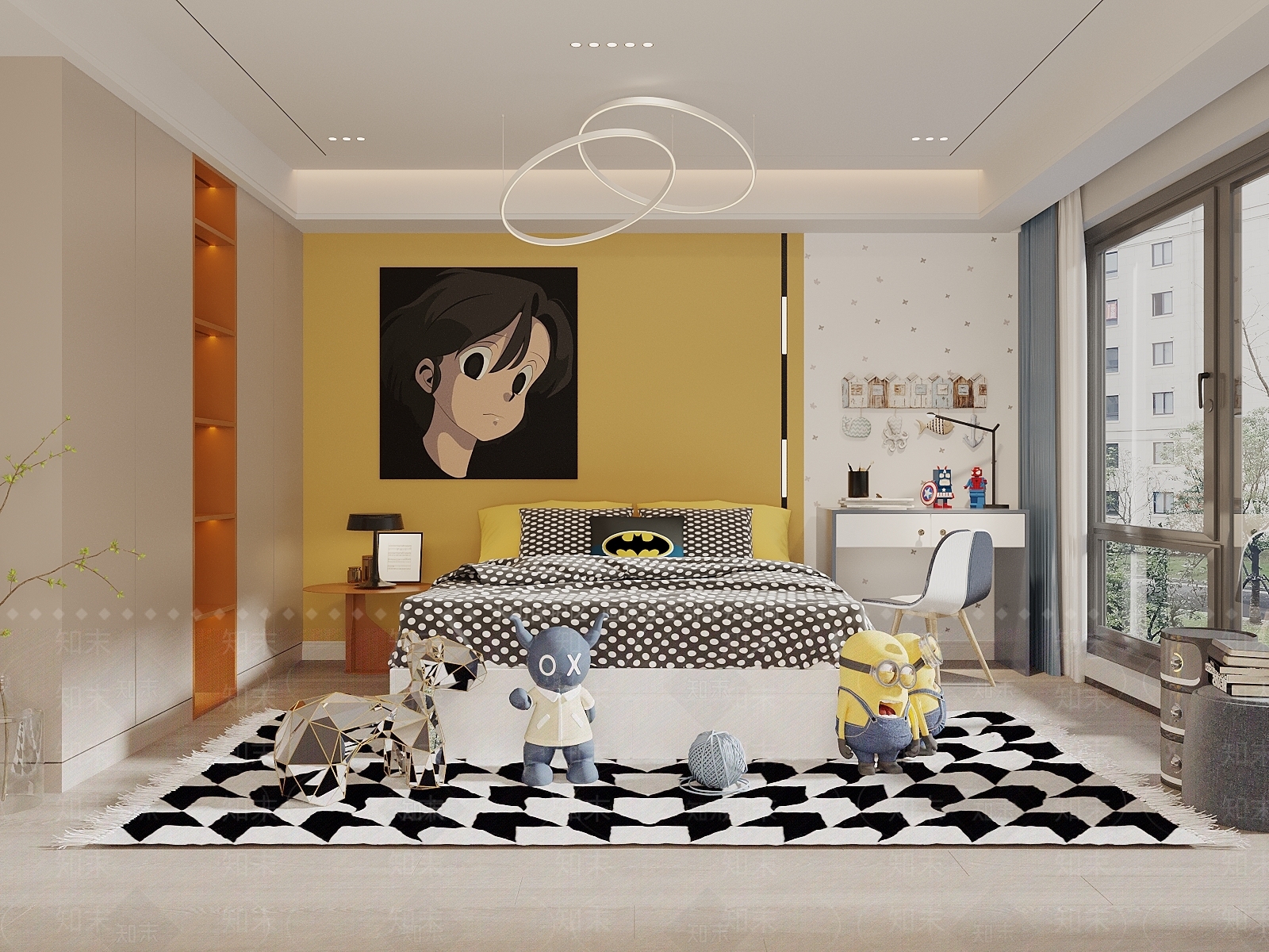 现代奶油通用儿童房3D模型下载【ID:1193774172】