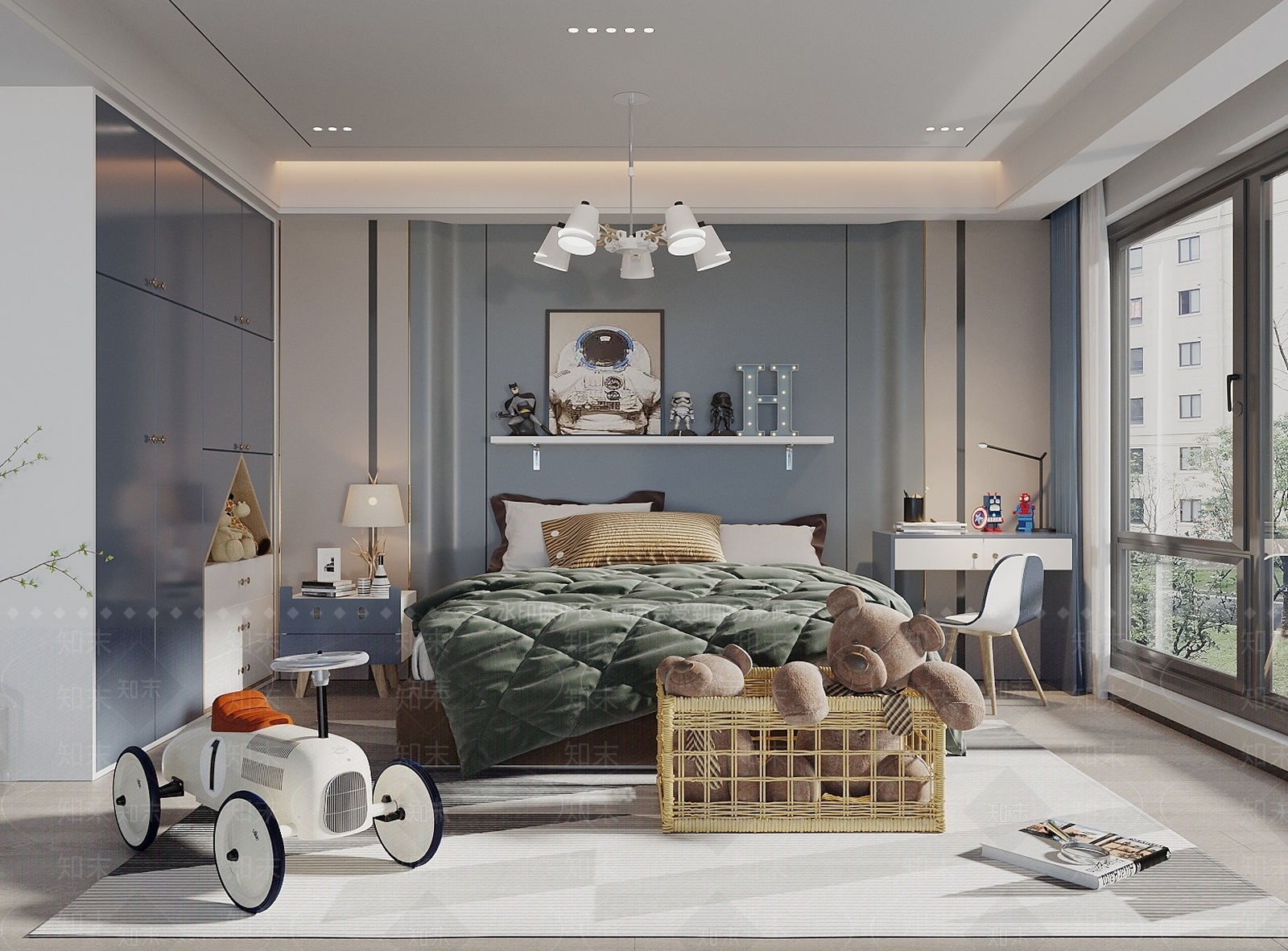 现代奶油通用儿童房3D模型下载【ID:1193773611】