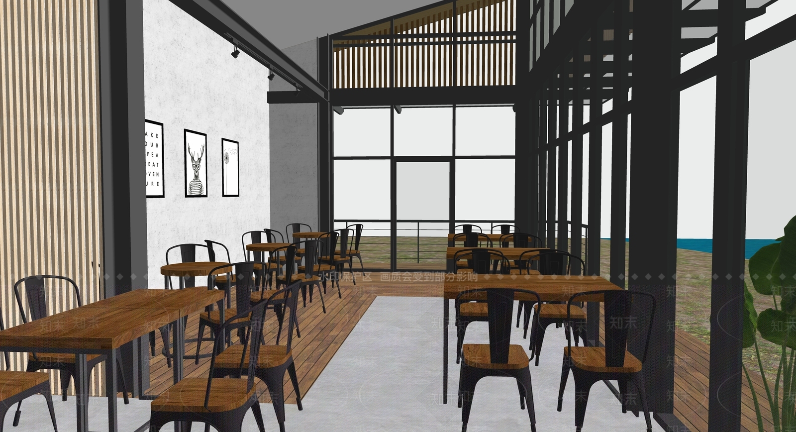 现代新中式餐饮建筑SU模型下载【ID:1193774350】