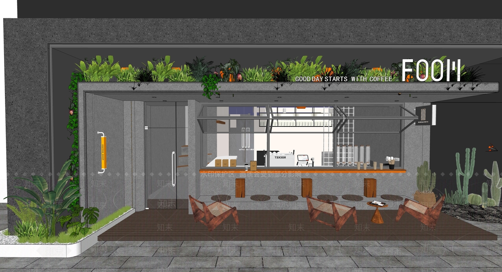 侘寂咖啡厅SU模型下载【ID:1193774305】