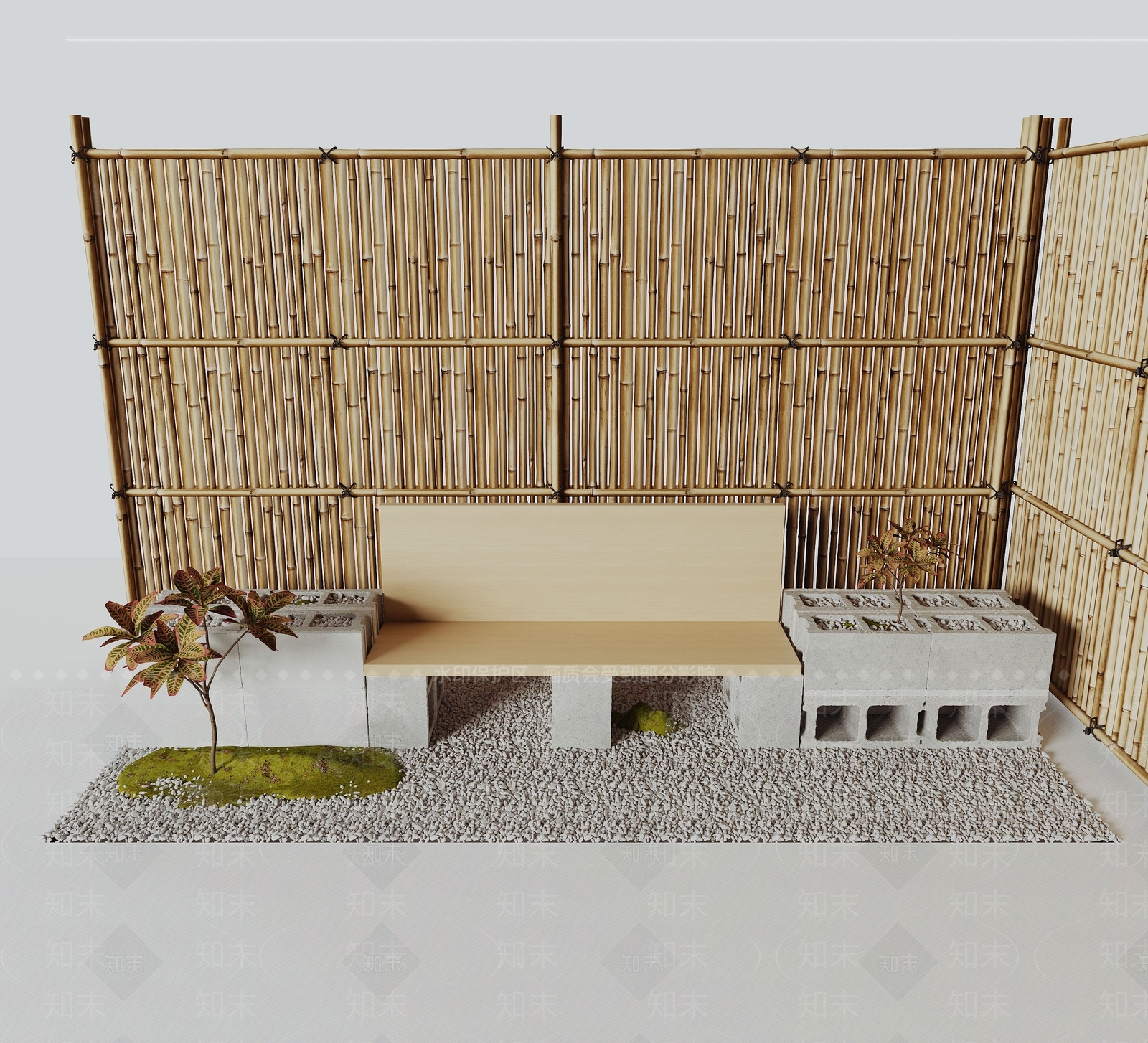 中式景观座椅3D模型下载【ID:1193779682】