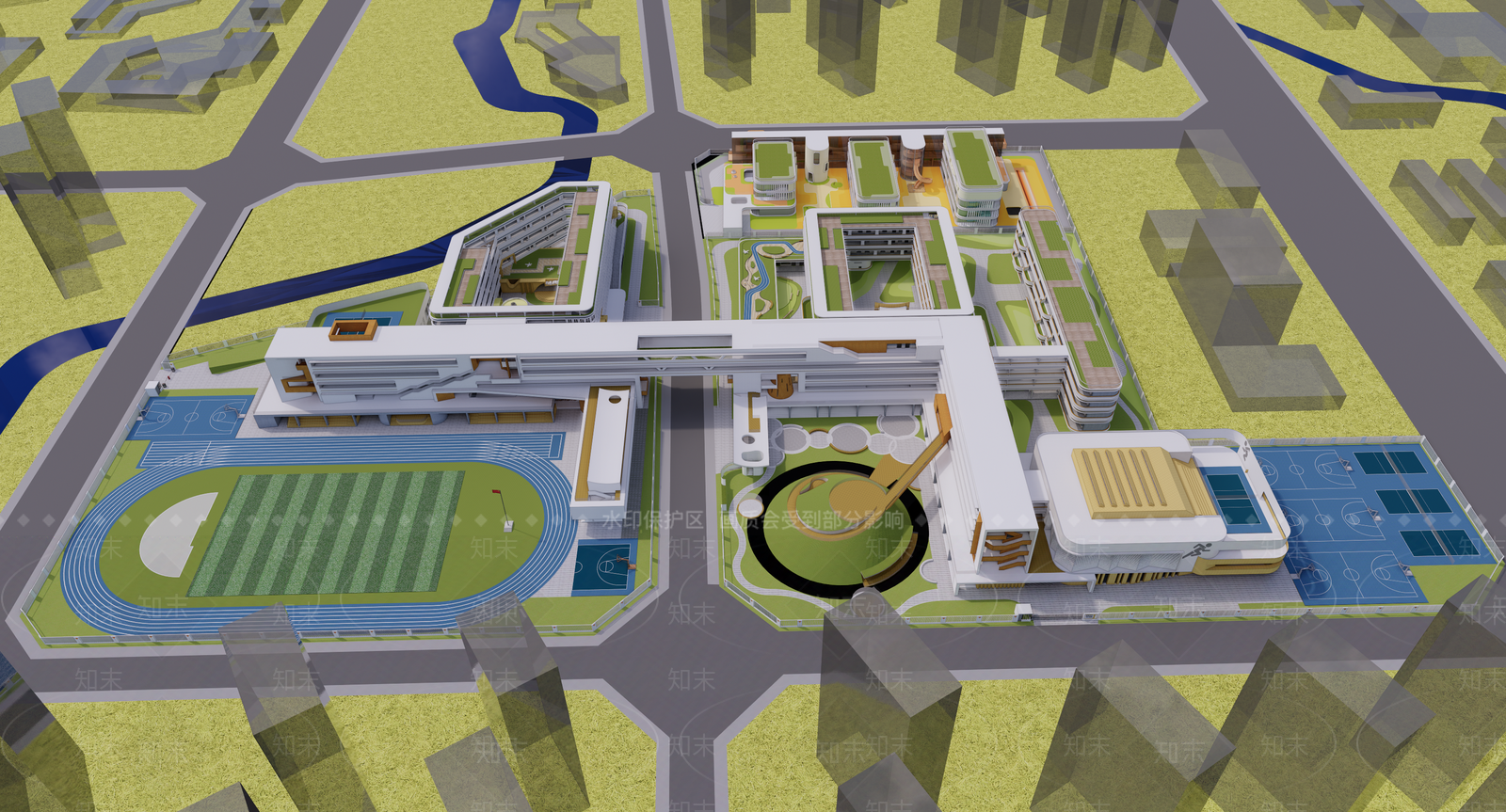 现代学校建筑SU模型下载【ID:1199237392】