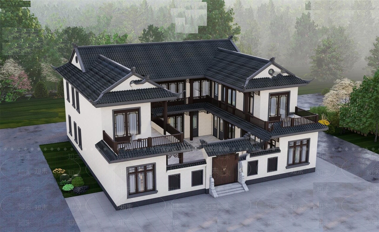 新中式中式四合院SU模型下载【ID:1193784267】